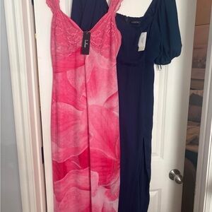 Pink Floral Lulus Dress and Navy Abercrombie Dress bundle M